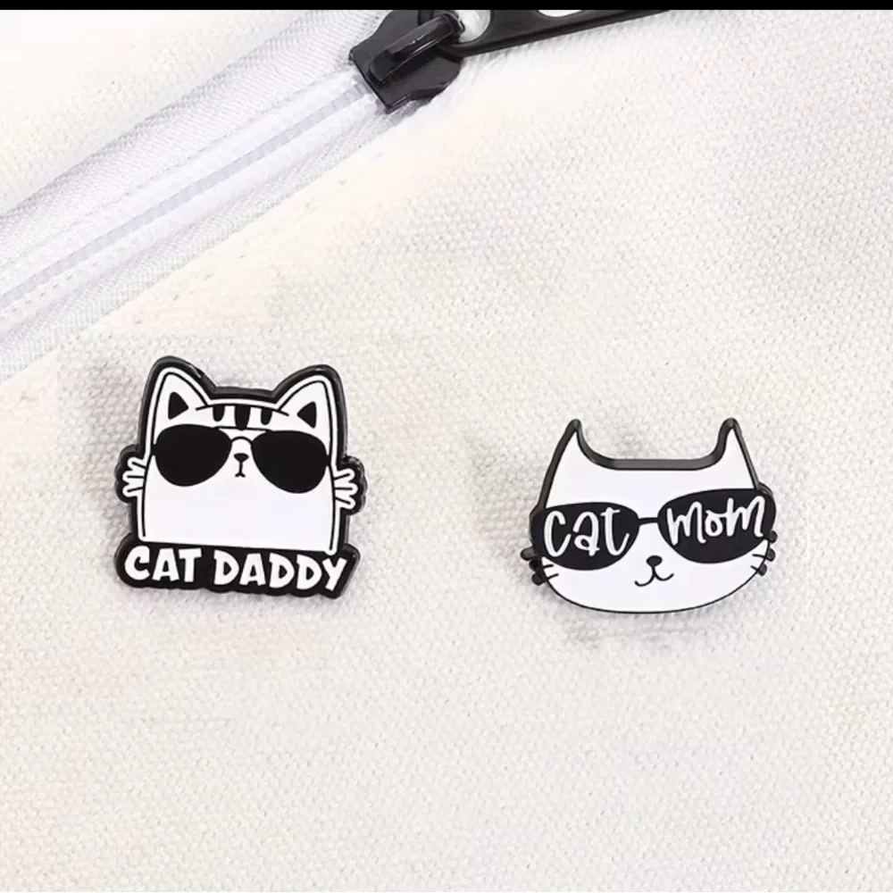 Cat Mom and Cat Daddy Enamel Pins - Picture 2 of 5